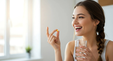 Mujer tomando suplemento de ácido fólico